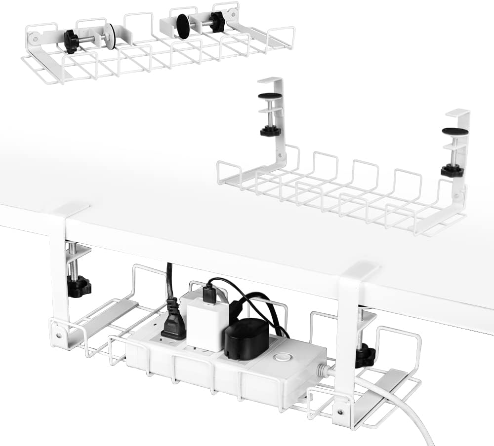 Baskiss clamp-mounted cable management tray